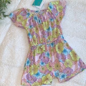 NWT Posh Peanut Kourtney Flutter Sleeve Romper Floral 12-18M Lavender Yellow